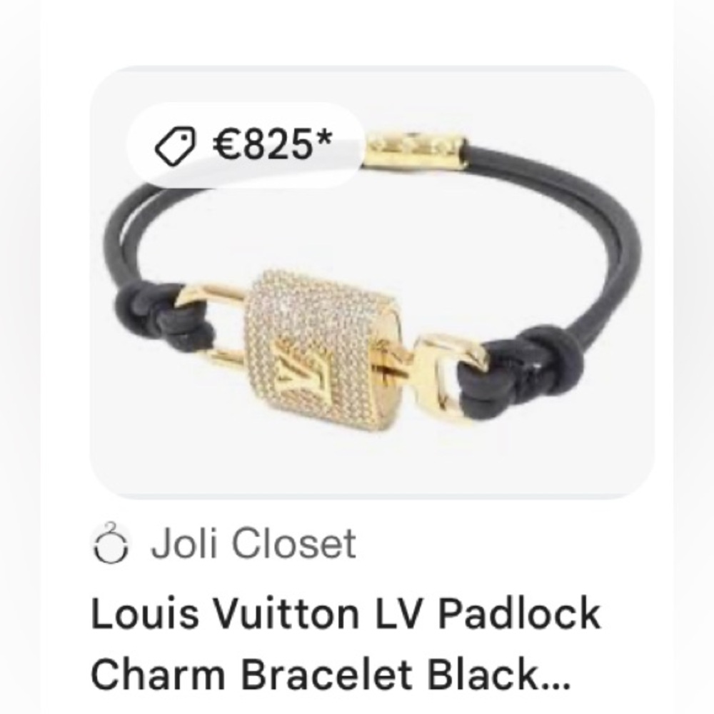 🔥Rare🔥 Louis Vuitton LV Padlock Charm Bracelet Black Golden - Picture 6 of 6